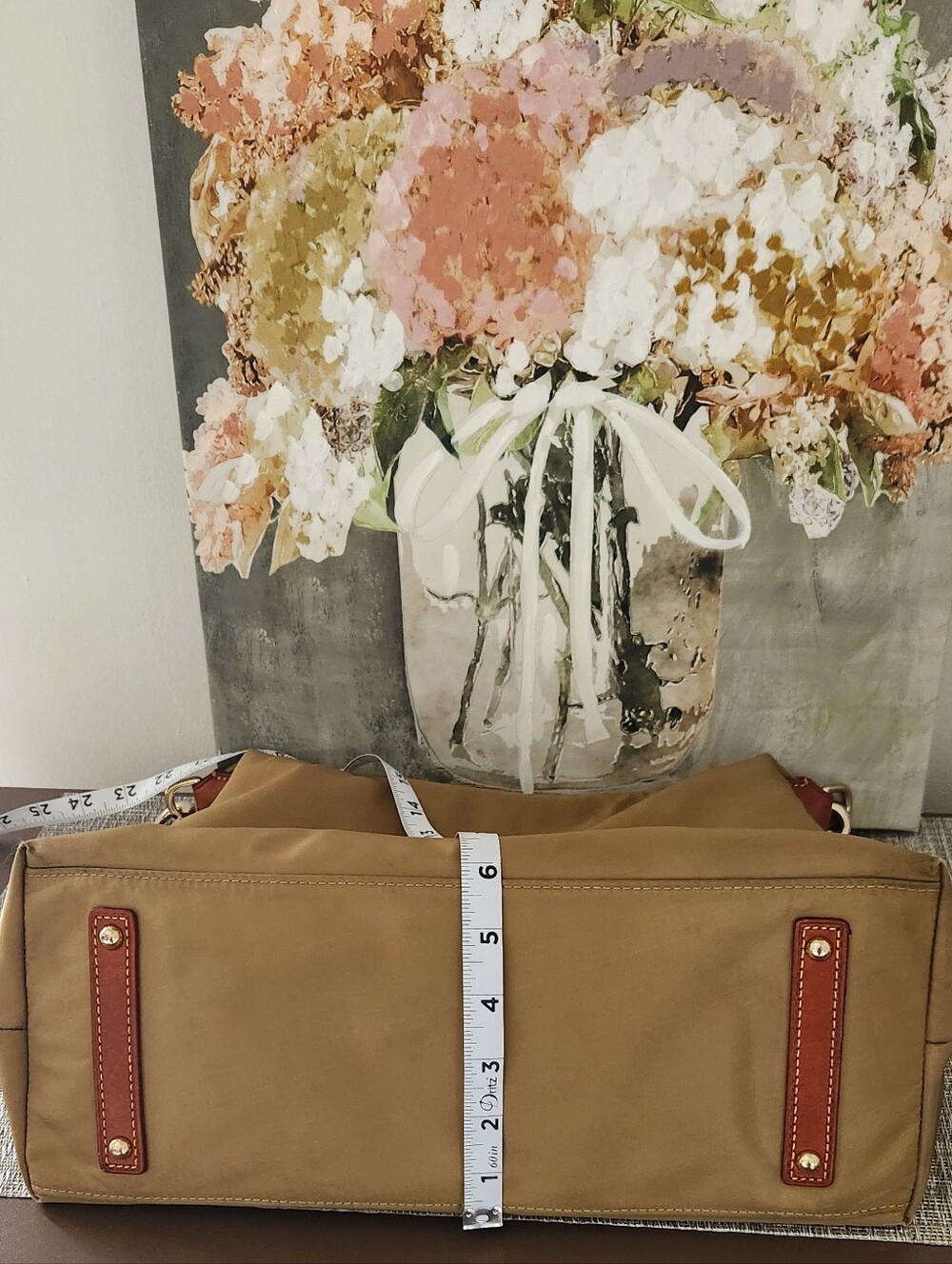 Dooney & Bourke Tan Shoulder Bag with Brown Strap - Picture 5 of 10